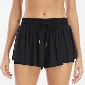 Flowy Shorts for Women Butterfly Shorts 2 in 1 Athletic Shorts with Pockets